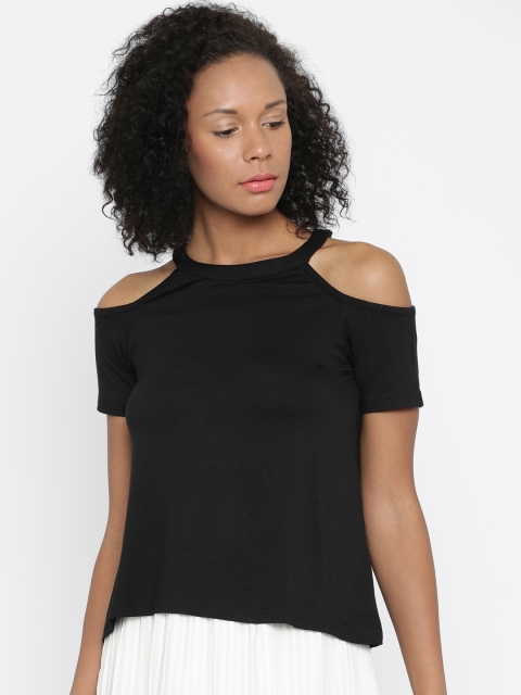 Global Desi Women Black Solid Blouson Top