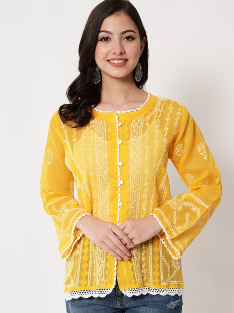 PARAMOUNT CHIKAN Women Mustard Yellow & White Ethnic Motifs Embroidered Chikankari Pure Cotton Chikankari Kurti
PARAMOUNT CHIKAN Women Mustard Yellow & White Ethnic Motifs Embroidered Chikankari Pure Cotton Chikankari Kurti