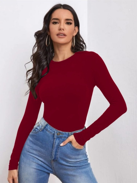 Dream Beauty Fashion Women Maroon Solid Top