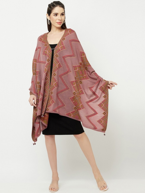 Knitstudio Women Pink Self Design Knitted Shawl