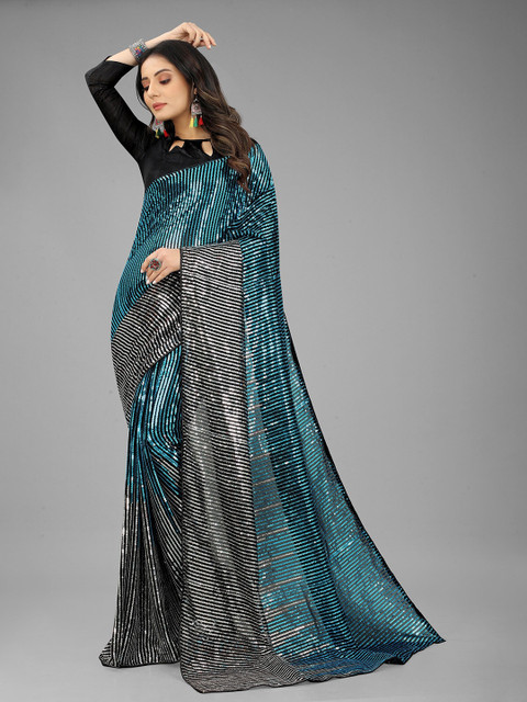 3BUDDY FASHION Turquoise Blue & Grey Embellished Sequinned Half and Half Taant Saree
3BUDDY FASHION Turquoise Blue & Grey Embellished Sequinned Half and Half Taant Saree