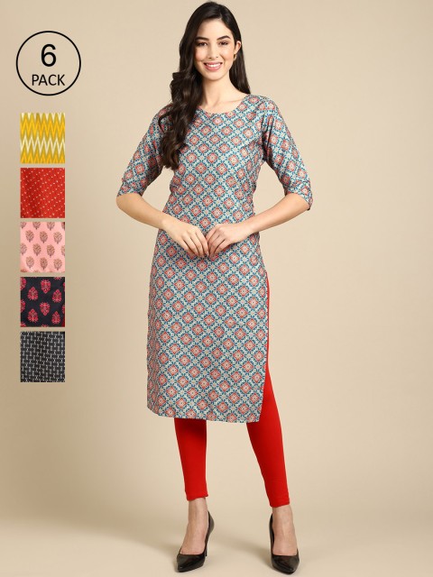 1 Stop Fashion Women Pack Of 6 Ethnic Motifs Printed Thread Work Summer Sheers Crepe Kurta, Multi
1 Stop Fashion Women Pack Of 6 Ethnic Motifs Printed Thread Work Summer Sheers Crepe Kurta, Multi