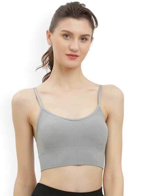 EVERDION Women Grey Seamless Padded sports bra