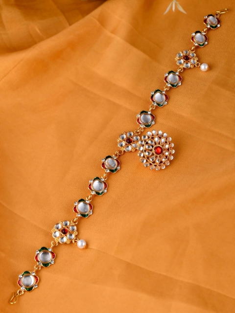 Silvermerc Designs Gold-Plated White & Red Kundan Studded Traditional Rajputi Sheeshphool
Silvermerc Designs Gold-Plated White & Red Kundan Studded Traditional Rajputi Sheeshphool
