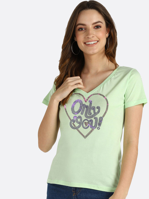 shashvi Women Sea Green Typography Printed V-Neck Extended Sleeves T-shirt
shashvi Women Sea Green Typography Printed V-Neck Extended Sleeves T-shirt