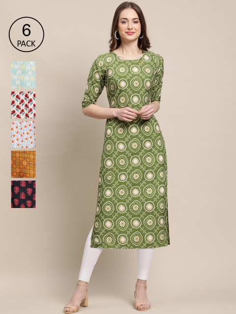 1 Stop Fashion Women Pack Of 6 Ethnic Motifs Printed Thread Work Summer Sheers Crepe Kurta, Multi
1 Stop Fashion Women Pack Of 6 Ethnic Motifs Printed Thread Work Summer Sheers Crepe Kurta, Multi