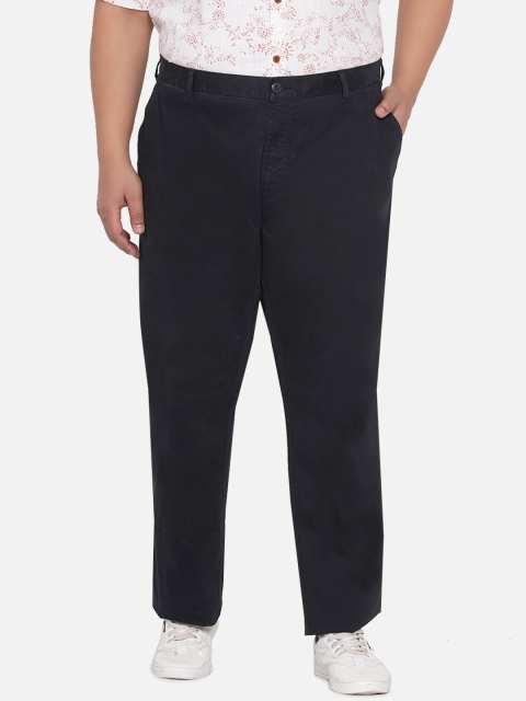 Santonio Men Navy Blue Relaxed Easy Wash Trousers