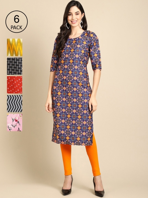Ethnic basket Women Pack Of 6 Ethnic Motifs Printed Summer Sheers Crepe Kurta, Yellow
Ethnic basket Women Pack Of 6 Ethnic Motifs Printed Summer Sheers Crepe Kurta, Yellow