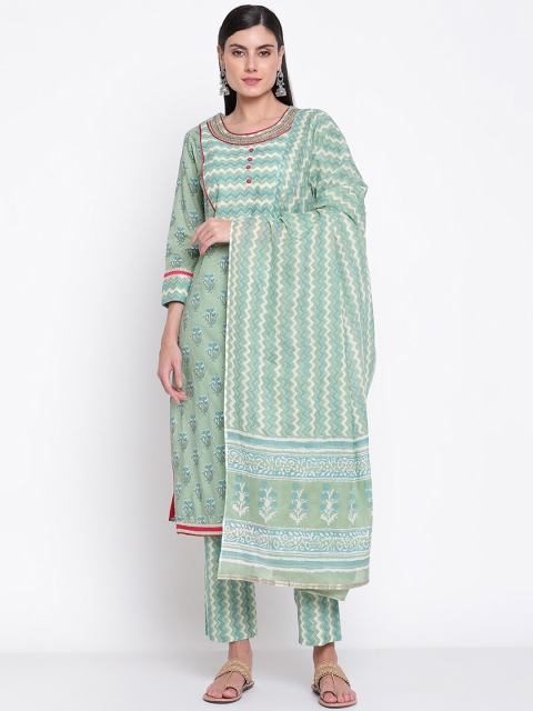 Be Indi Women Green Printed Lace Work Pure Cotton Kurta with Trousers & With Dupatta
Be Indi Women Green Printed Lace Work Pure Cotton Kurta with Trousers & With Dupatta