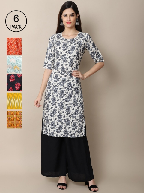 Ethnic Basket Stylish Women's Crepe Multicolor Digital Printed Straight Kurta (Pack of 6), Multi
Ethnic Basket Stylish Women's Crepe Multicolor Digital Printed Straight Kurta (Pack of 6), Multi
