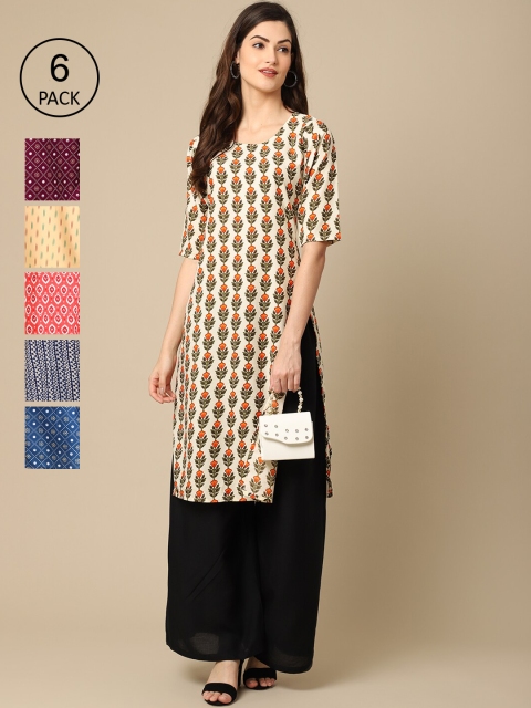 Ethnic Basket Stylish Women's Crepe Multicolor Digital Printed Straight Kurta (Pack of 6), Multi
Ethnic Basket Stylish Women's Crepe Multicolor Digital Printed Straight Kurta (Pack of 6), Multi
