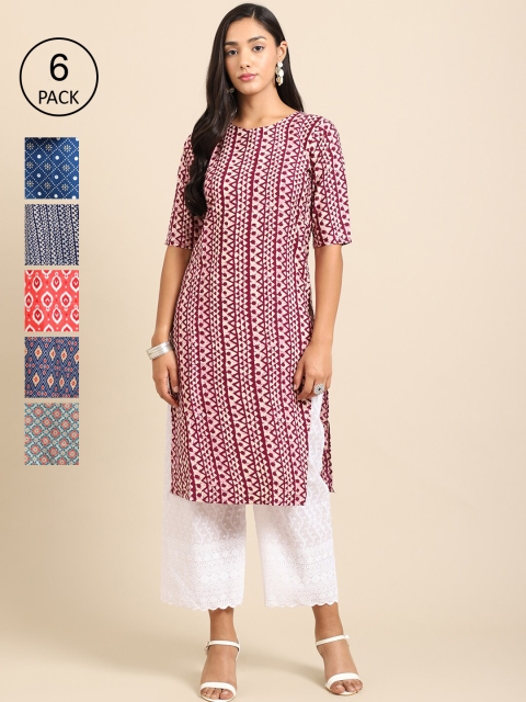 Ethnic Basket Stylish Women's Crepe Multicolor Digital Printed Straight Kurta (Pack of 6), Multi
Ethnic Basket Stylish Women's Crepe Multicolor Digital Printed Straight Kurta (Pack of 6), Multi