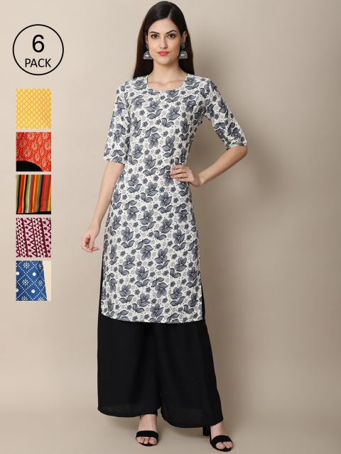 Ethnic Basket Stylish Women's Crepe Multicolor Digital Printed Straight Kurta (Pack of 6), Multi
Ethnic Basket Stylish Women's Crepe Multicolor Digital Printed Straight Kurta (Pack of 6), Multi