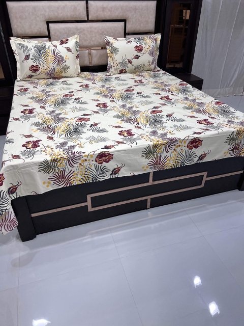 Pure Decor Cream-Coloured & Purple Floral 260 TC Queen Bedsheet with 2 Pillow Covers
Pure Decor Cream-Coloured & Purple Floral 260 TC Queen Bedsheet with 2 Pillow Covers