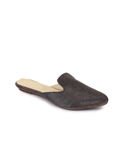 REEZZ Women Grey Woven Design Mules