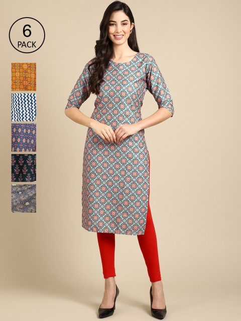 KALINI Women Multicoloured Floral Printed Keyhole Neck Mirror Work Crepe Kurta, Multi
KALINI Women Multicoloured Floral Printed Keyhole Neck Mirror Work Crepe Kurta, Multi