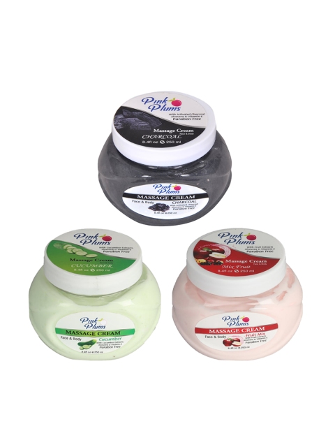 Pink Plums Set Of 3 Paraben Free Charcoal Cucumber Mix Fruit Face Moisturisers 250 ml each, Multi
Pink Plums Set Of 3 Paraben Free Charcoal Cucumber Mix Fruit Face Moisturisers 250 ml each, Multi