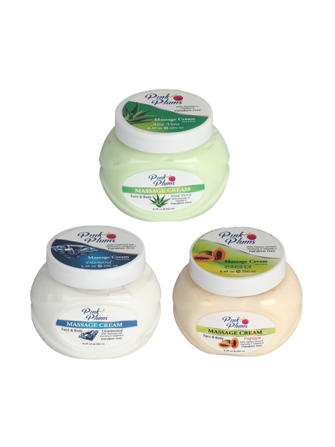Pink Plums Set Of 3 Paraben Free Aloevera Diamond Papaya Face & Body Massage creams, Multi
Pink Plums Set Of 3 Paraben Free Aloevera Diamond Papaya Face & Body Massage creams, Multi