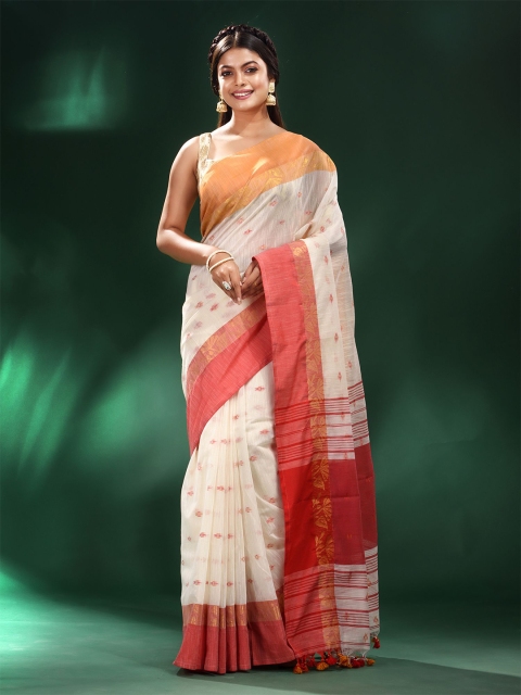 Charukriti Off White & Red Woven Design Pure Cotton Saree With Unstitched Blouse Piece
Charukriti Off White & Red Woven Design Pure Cotton Saree With Unstitched Blouse Piece