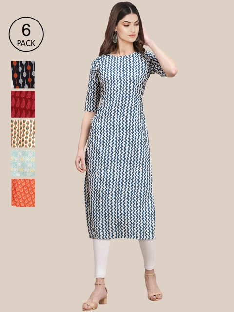 7Threads Pack of 6 Women Multicoloured & Orange Ethnic Motifs Printed Crepe Kurta, Multi
7Threads Pack of 6 Women Multicoloured & Orange Ethnic Motifs Printed Crepe Kurta, Multi