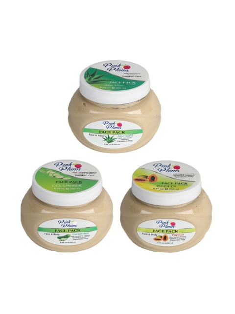 Pink Plum Pack Of 3 Paraben Free Aloevera Cucumber & Papaya Face & Body Face Pack, Multi
Pink Plum Pack Of 3 Paraben Free Aloevera Cucumber & Papaya Face & Body Face Pack, Multi