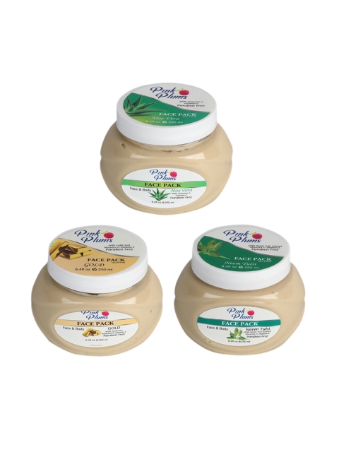 Pink Plums Set Of 3 Paraben Free Aloevera Gold Neem Tulsi Face & Body Face Pack-250 Ml Each, Multi
Pink Plums Set Of 3 Paraben Free Aloevera Gold Neem Tulsi Face & Body Face Pack-250 Ml Each, Multi
