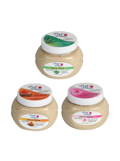 Pink Plum Set Of 3 Paraben Free Aloevera haldi & chandan Skin whitening Face & Body Face Pack, Multi
Pink Plum Set Of 3 Paraben Free Aloevera haldi & chandan Skin whitening Face & Body Face Pack, Multi