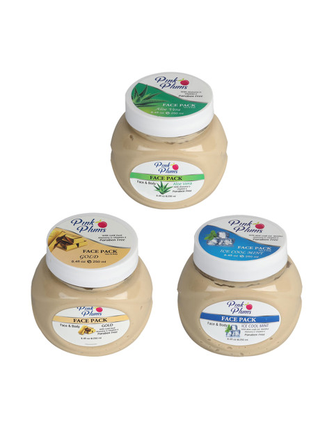 Pink Plums Set Of 3 Paraben Free Aloevera Gold Ice Cool Mint Face & Body Pack-250 ml Each, Cream
Pink Plums Set Of 3 Paraben Free Aloevera Gold Ice Cool Mint Face & Body Pack-250 ml Each, Cream