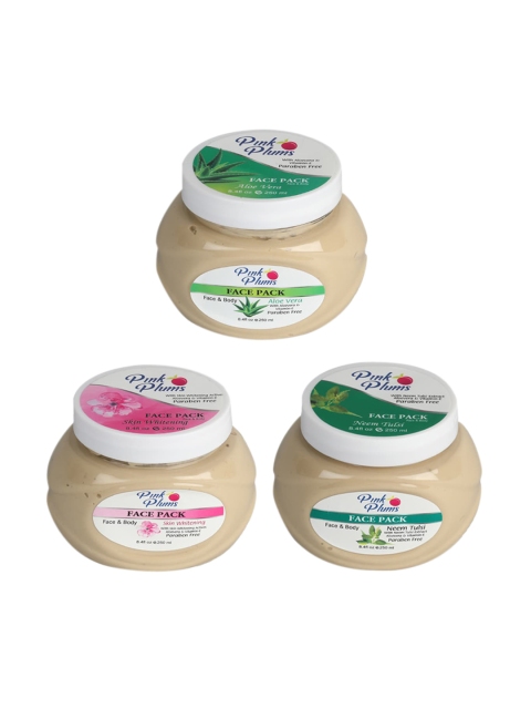 Pink Plums Set Of 3 Paraben Free Aloevera Neem Tulsi Skin whitening Face & Body Face Pack, Multi
Pink Plums Set Of 3 Paraben Free Aloevera Neem Tulsi Skin whitening Face & Body Face Pack, Multi
