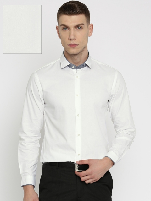 Arrow New York Men White Snug Fit Solid Formal Shirt