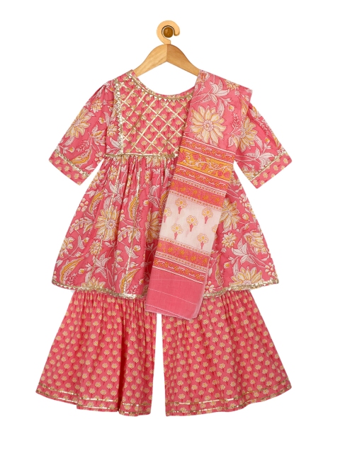 Ka-mee Girls Pink Floral Printed Empire Pure Cotton Kurti with Sharara & With Dupatta
Ka-mee Girls Pink Floral Printed Empire Pure Cotton Kurti with Sharara & With Dupatta