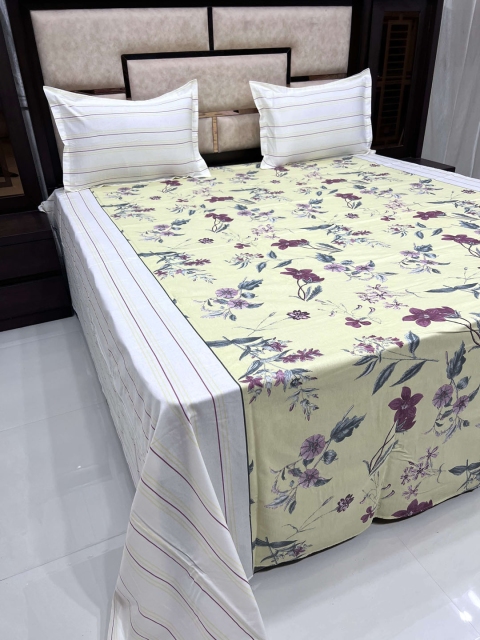 Pure Decor Yellow & Purple Floral King 308TC King Superfine Bedsheet with 2 Pillow Covers
Pure Decor Yellow & Purple Floral King 308TC King Superfine Bedsheet with 2 Pillow Covers
