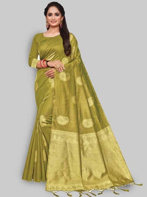 AYKA CLOTHINGS Green & Gold-Toned Ethnic Motifs Aari Work Silk Cotton Banarasi Saree
AYKA CLOTHINGS Green & Gold-Toned Ethnic Motifs Aari Work Silk Cotton Banarasi Saree
