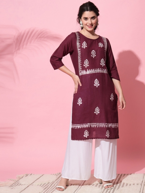 Sitaram Designer Women Burgundy & White Cotton Ethnic Motifs Printed Block Print Kurta
Sitaram Designer Women Burgundy & White Cotton Ethnic Motifs Printed Block Print Kurta