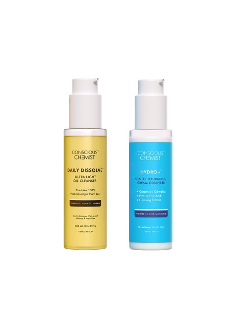 Conscious Chemist Set Of 2 Energizing Double Cleanse Kit Oil Cleanser & Hydrating Face Wash, Yellow
Conscious Chemist Set Of 2 Energizing Double Cleanse Kit Oil Cleanser & Hydrating Face Wash, Yellow