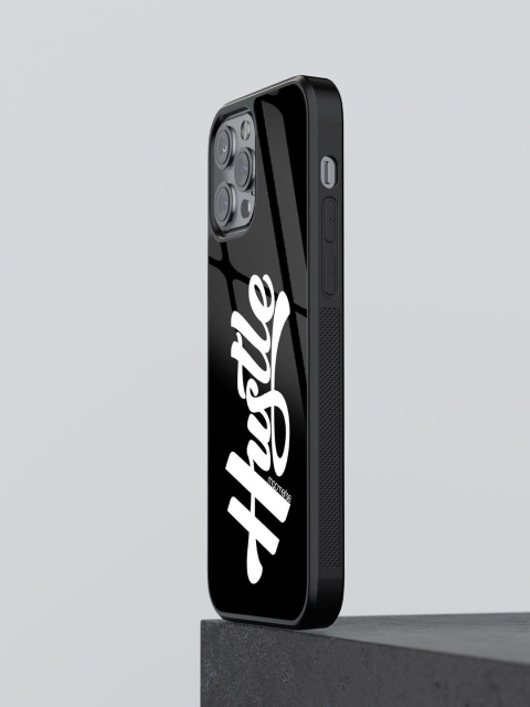 macmerise Black Printed Glass Phone Cover iPhone 12 Pro