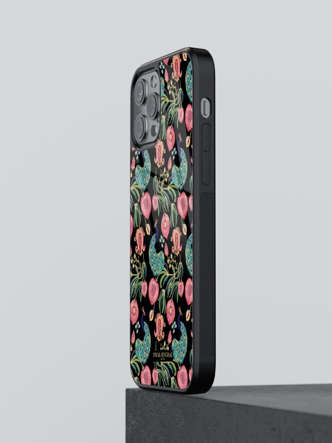macmerise Black Printed Glass Iphone 12 Pro Max Mobile Cover
