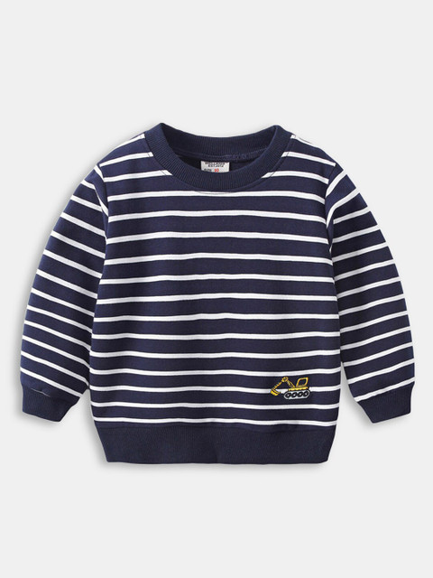 Hopscotch Boys Navy Blue Striped Sweatshirt 
Hopscotch Boys Navy Blue Striped Sweatshirt
