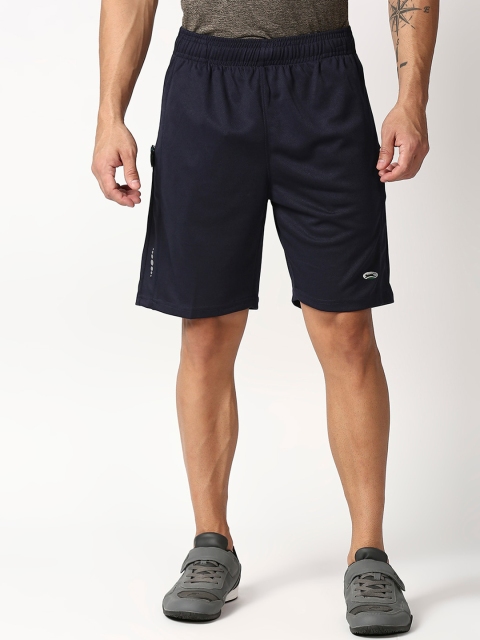 Black Panther Men Navy Blue Solid Regular Fit Running Sports Shorts