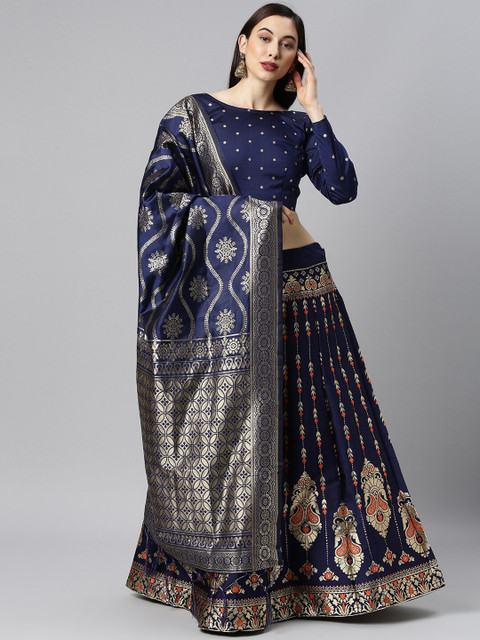 Fabcartz Orange & Gold-Toned Semi-Stitched Lehenga & Unstitched Blouse With Dupatta
Fabcartz Orange & Gold-Toned Semi-Stitched Lehenga & Unstitched Blouse With Dupatta