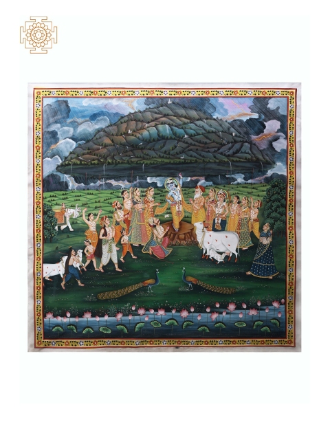 Exotic India Green & Red Shri Krishna Lifting The Govardhana Mountain Painting Wall Art
Exotic India Green & Red Shri Krishna Lifting The Govardhana Mountain Painting Wall Art