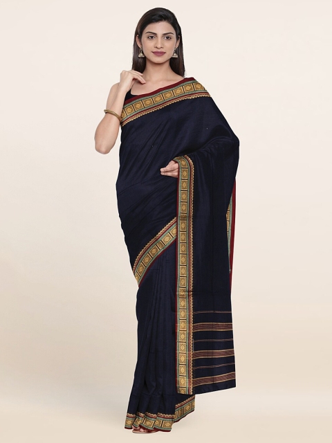 Pothys Blue & Brown Zari Pure Cotton Saree