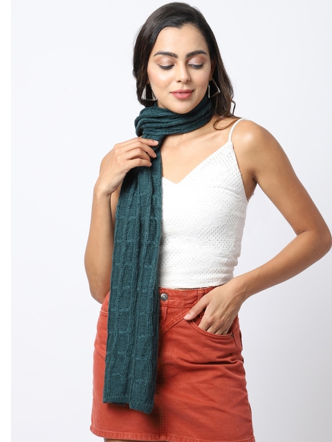 ELLIS Women Green Self-Design Muffler