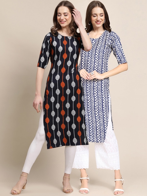 KALINI Women Multicoloured Geometric Printed Thread Work Block Print Handloom Crepe Kurta, Multi
KALINI Women Multicoloured Geometric Printed Thread Work Block Print Handloom Crepe Kurta, Multi