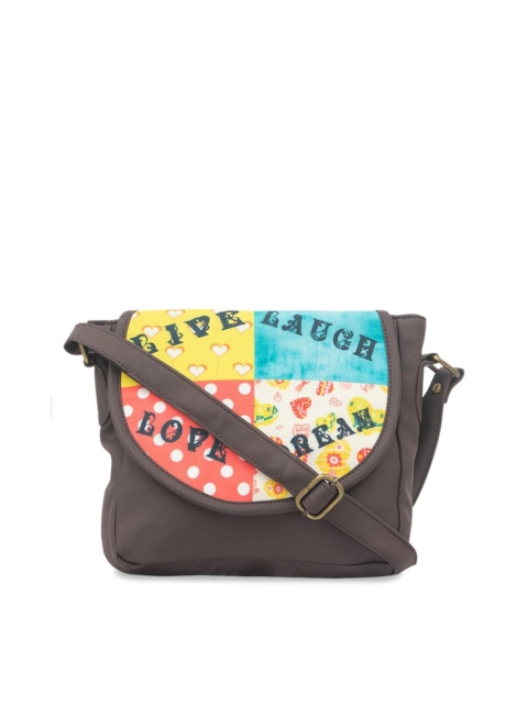 BandBox Brown Printed PU Structured Sling Bag