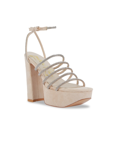London Rag Women Beige Suede Platform Heel Gladiators