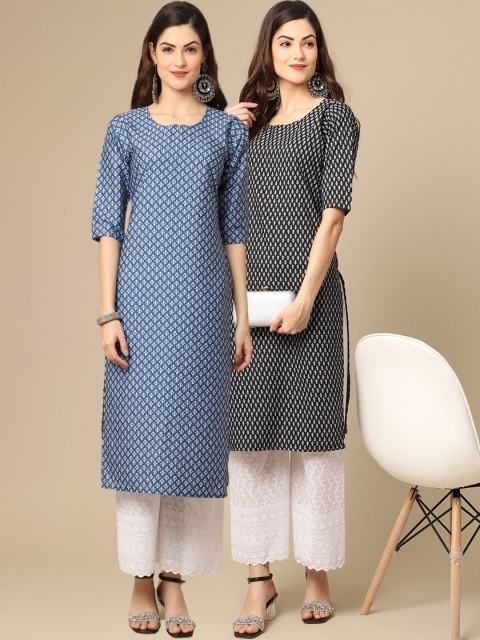 KALINI Women Multicoloured Geometric Checked Block Print Handloom Crepe Kurta, Multi
KALINI Women Multicoloured Geometric Checked Block Print Handloom Crepe Kurta, Multi
