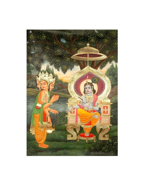 Exotic India Gold-Coloured Apologetic Brahma Seeks Pardon from Krishna Painting Wall Art
Exotic India Gold-Coloured Apologetic Brahma Seeks Pardon from Krishna Painting Wall Art