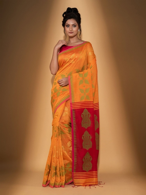 BEATITUDE Yellow & Red Woven Design Saree