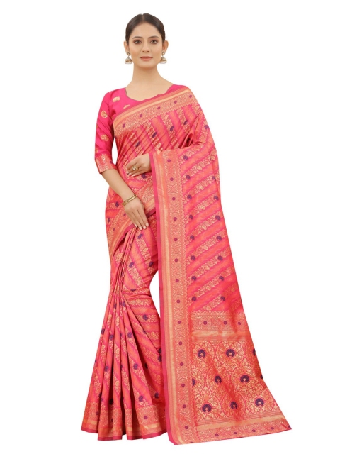 MOKSHA DESIGNS Peach-Coloured & Purple Woven Design Zari Pure Silk Kanjeevaram Saree
MOKSHA DESIGNS Peach-Coloured & Purple Woven Design Zari Pure Silk Kanjeevaram Saree
